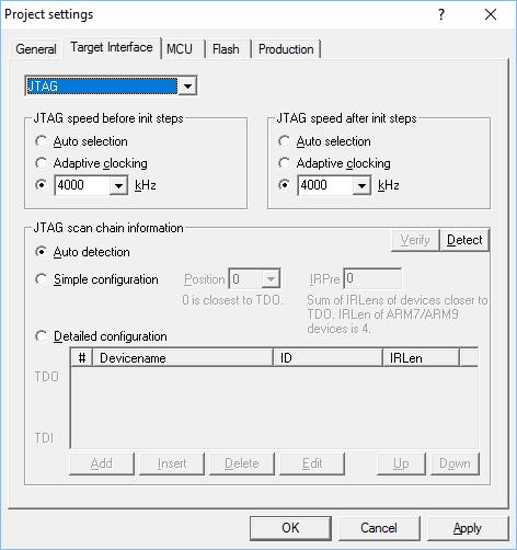 140 CHAPTER 5 JTAG interface SEGGER J-Link RDI configuration dialog box This dialog can be found under RDI