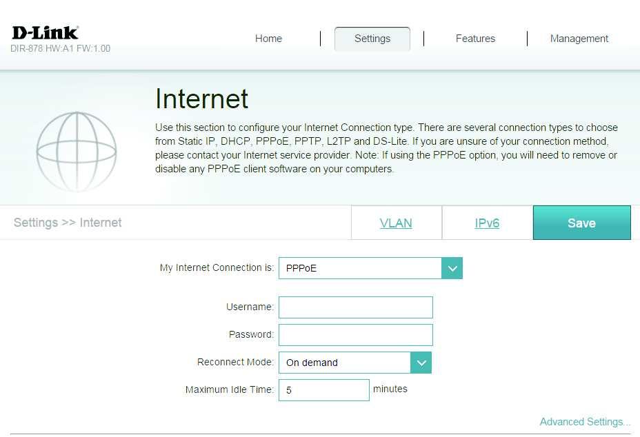 Section 4 - Configuration PPPoE Select if your ISP provides and requires you to enter a PPPoE username and password in order to connect to the Internet.