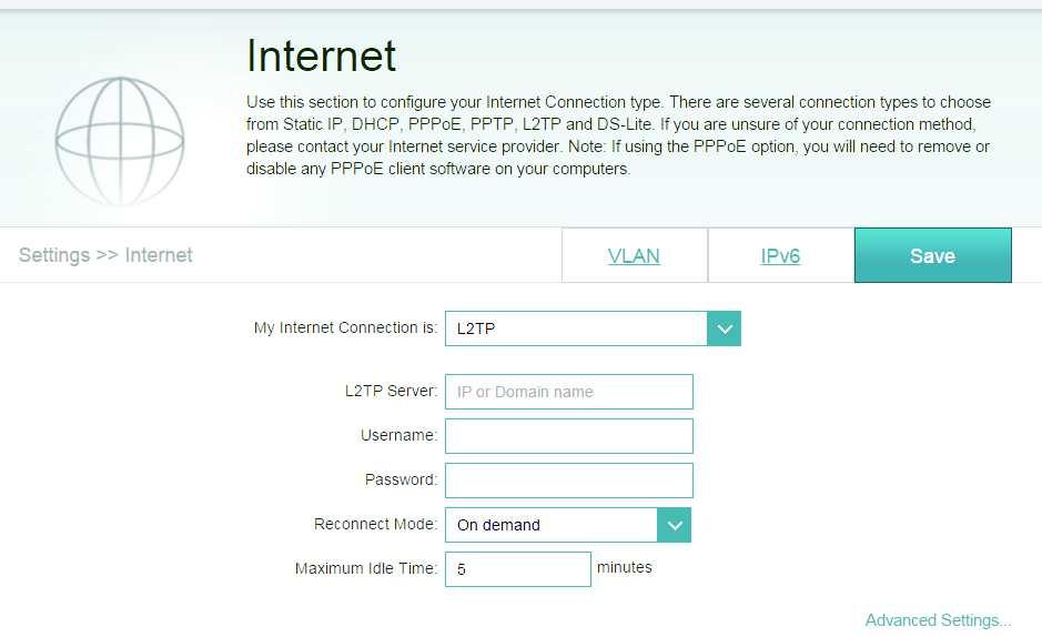 Section 4 - Configuration L2TP Choose L2TP (Layer 2 Tunneling Protocol) if your Internet Service Provider (ISP) uses a L2TP connection. Your ISP will provide you with a username and password.