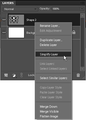 Simplifying shapes A shape you create in Photoshop Elements remains a vector graphic until you simplify the shape. You must simplify a shape before you can apply effects such as filters.