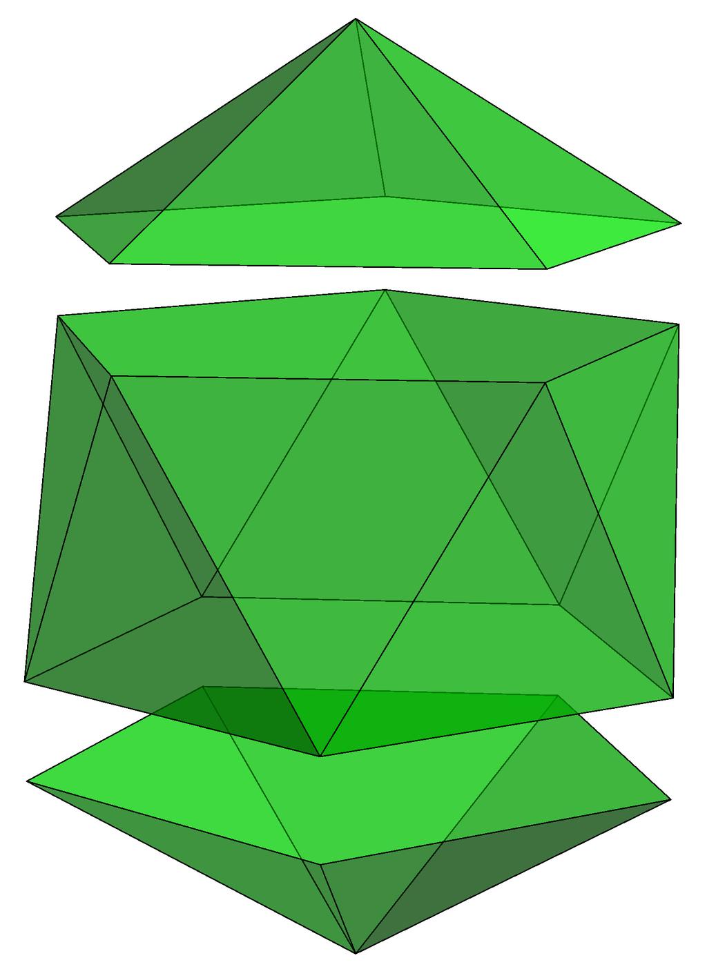 Our search for Platonic solids with triangular faces ends here, for one is easily