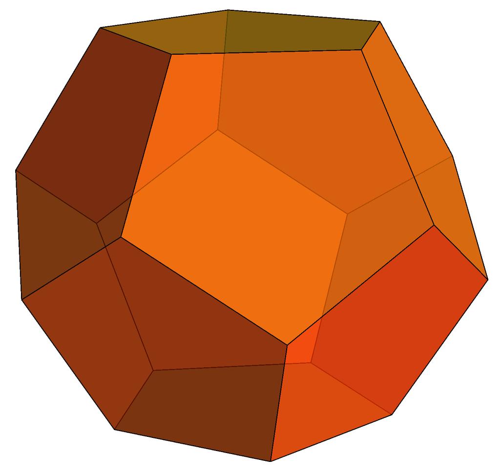 hexahedron), and at four squares we are already flat. What about regular pentagons?