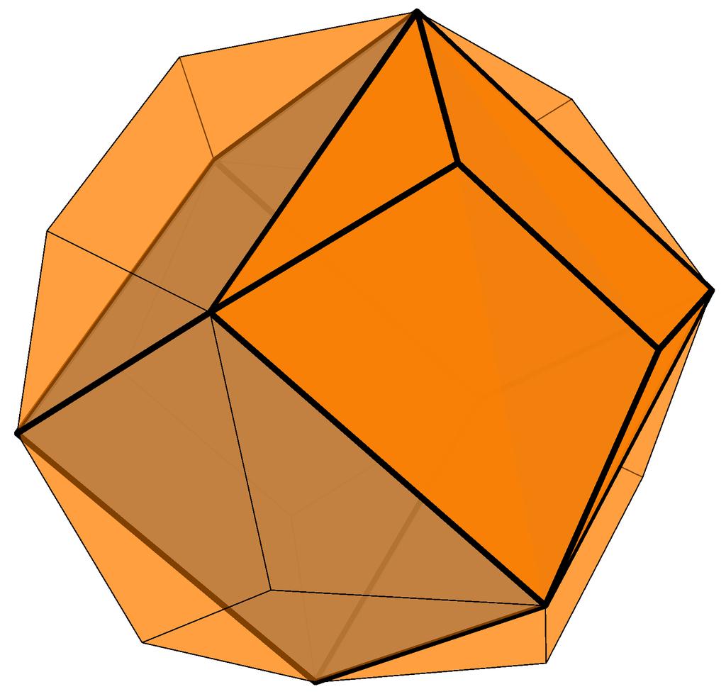 (b) Build eight tetrahedra and one octahedron so that all polyhedra have the same edge length. On each face of the octahedron, affix a tetrahedron. What Platonic solid do the exposed vertices form?