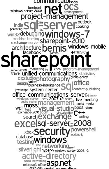 Data 1167 profiles of Microsoft employees Alias + List of keywords Gathered in the middle of June, 2010 Tag stats: 4450