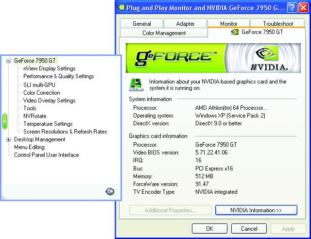 The following section introduces display properties settings using the classic NVIDIA control panel interface as the example.