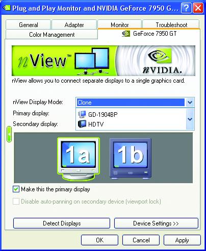 nview Display Settings properties * nview allows you to connect separate displays to single graphics card. nview Display mode: select your preferred nview display modes here.