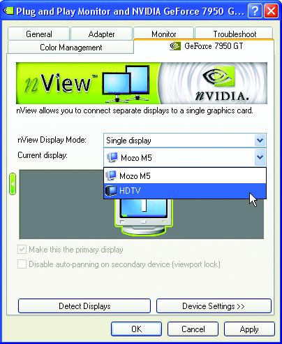 When Display Properties dialog box appears, select the Settings tab. In Settings, click the Advanced button.