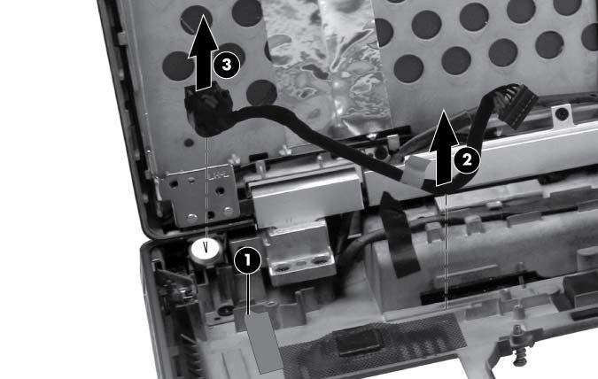 4. Remove the power connector cable from the enclosure (3).