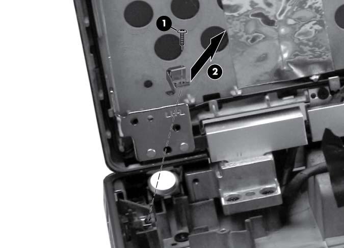 3. Remove the security lock (2) at an angle from the base enclosure.