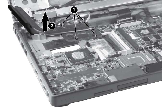 3. Remove the heat sink (2) from the computer.