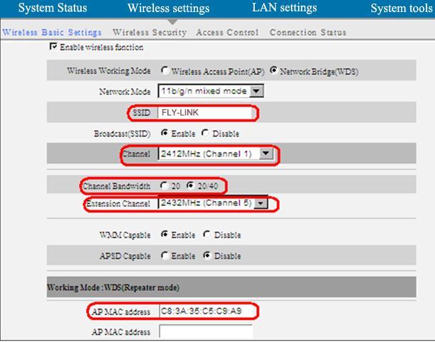 2. Add FL-WR941ND s MAC address to FL-WA830RE and change FL-WA830RE s SSID and channel respectively to those of FL-WR941ND. a. If you already know FL-WR941ND s MAC address, SSID and channel settings, then you can manually configure the same settings on FL-WA830RE.