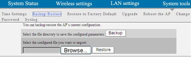 Backup Settings: Once you have configured the device the way you want it, you can save these settings to a configuration file on your