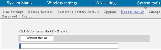 7.5 AP Reboot Wireless N Broadband Router By Rebooting the device,new settings can be brought into effect.