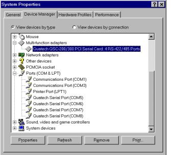 Figure 12--- Windows Device Manager 6. The QSC(LP)-100 serial ports are also listed under the group Ports (COM and LPT).
