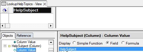 The Cancel button contains an @formula that re-opens the default content page: @URLOpen("/"+@WebDbName+"/HelpTopic0?