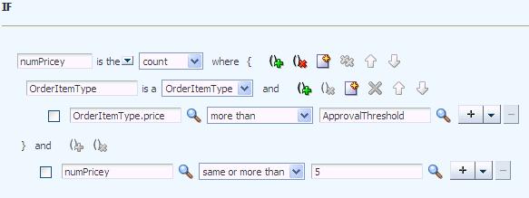 Editing Rules in an Oracle Business Rules Dictionary at Run Time Figure 12 42 The Count Aggregate Operator 12.5.