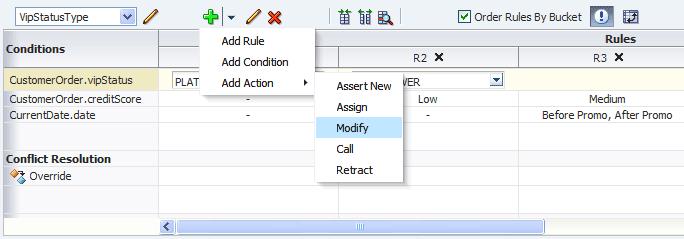 Editing Decision Tables in an Oracle Business Rules Dictionary at Run Time Figure 12 56 Editing a Bucketset This displays the Bucketset Editor where you can add, edit or delete buckets.
