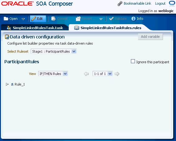 12.2.2 Configuring Data-Driven Settings (Rule or Condition) To configure data-driven settings: 1. Log on to Oracle SOA Composer and open the required task. 2.