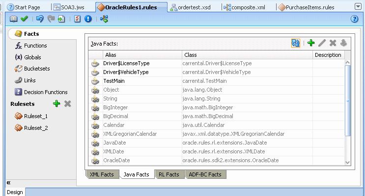 Working with Java Facts 2. Select the Java Facts tab on the Facts navigation tab as shown in Figure 3 5. Figure 3 5 The Java Facts Table in the Facts Navigation Tab 3.