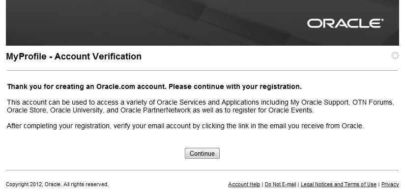 1.3 MyProfile Account Verification The next page confirms the Oracle.