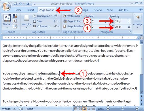 with your current document look. You can easily change the formatting of selected text in the document text by choosing a look for the selected text from the Quick Styles gallery on the Home tab.