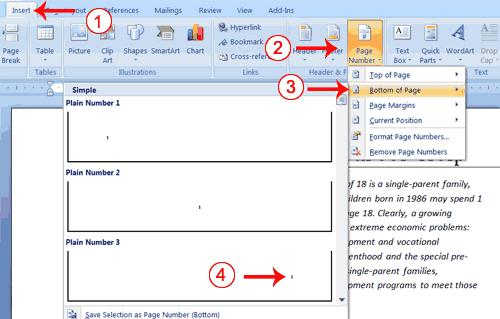 on the left, right, or center of the page. Word also offers several number styles from which you can choose. EXERCISE 6 Add Page Numbers 1. Choose the Insert tab. 2.