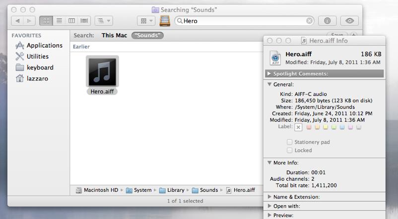 OS X System Sound: Hero.aiff 1 second of 44.