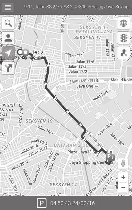 The App will then graphically report the following on the map: The routes travelled during the 2 selected hours.