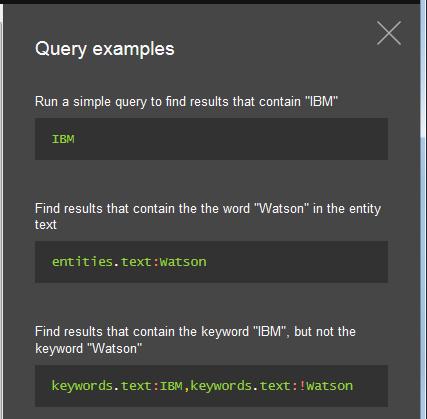 2. To get ready to examine and understand the Discovery service query that was used to perform this contextual search, lets review a few key concepts: Examples of keyword and entity queries: Queries
