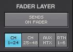 Names of things and what they do Fader layer buttons fig.scrlayer.eps These buttons switch the layer operated by fader modules 1 16. The currently selected layer is shown in blue.
