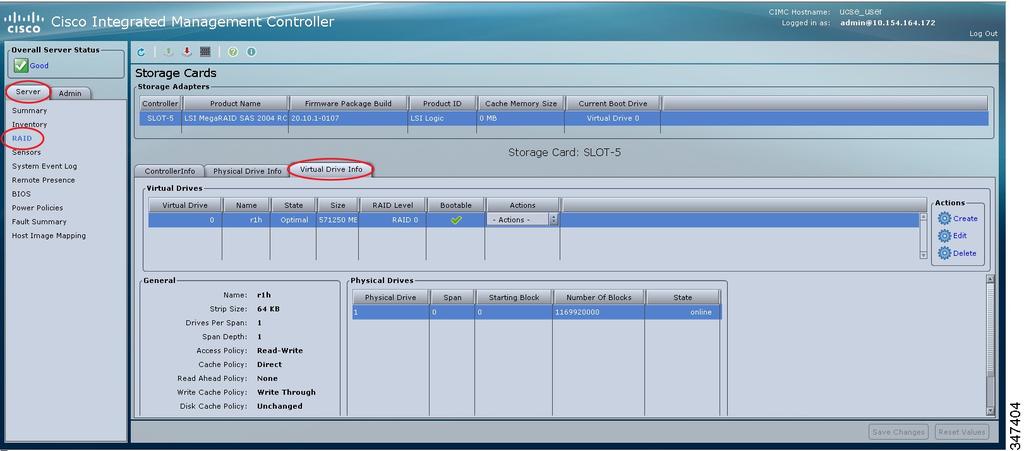 Configuring RAID Using the CIMC GUI Managing Storage Using RAID Configuring RAID Using the CIMC GUI The RAID feature is applicable to E-Series Servers and the SM E-Series NCE.