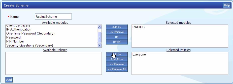 2. Enter appropriate details for the SecurID server such as RADIUS Server, Shared Secret, Authentication Method.