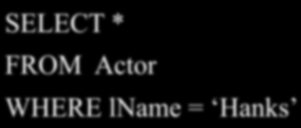 SQL SELECT * FROM Actor WHERE lname