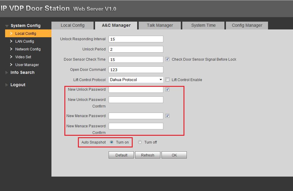 Step 7. Set unlock password and duress password, check to enable button. Step 8.