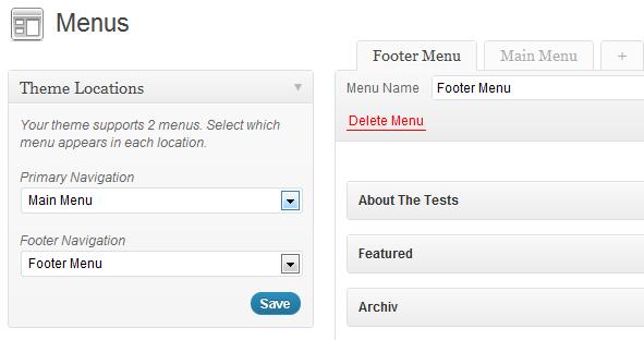 3. Custom Menus Under Appearance / Menus in the admin panel you can set up the custom menus for your blog navigation.