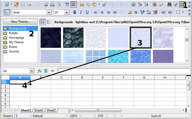 Figure 3: Gallery in Calc Modifying images When you insert a new image, you may need to modify it to suit the document.