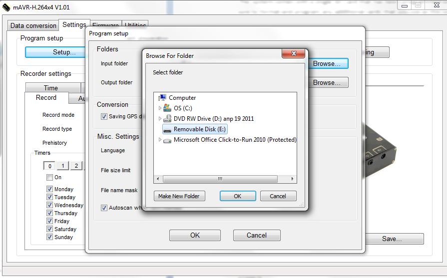 Enter an Input Folder Click Browse Select the Memory Card Reader Drive Letter. Click OK. The location of the output folder is where you want to store the video on your computer s hard drive.