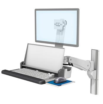 Workstations VHM-P Variable Height Arm Workstation with Multi-Position Work Surface VHM-P (Non-Locking) Variable Height Arm with Fixed Angle Front End for L Brackets (Load Range: 25 to 45 lb / 11.