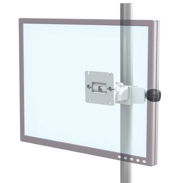 Monitors PRC Clamp for 75/100 mm VESA Compatible Device Attaches to pole/post diameters between.75 to 1.5 /19 to 38 cm and 10 x 25 mm horizontal rails Maximum Load: 25 lbs/11.