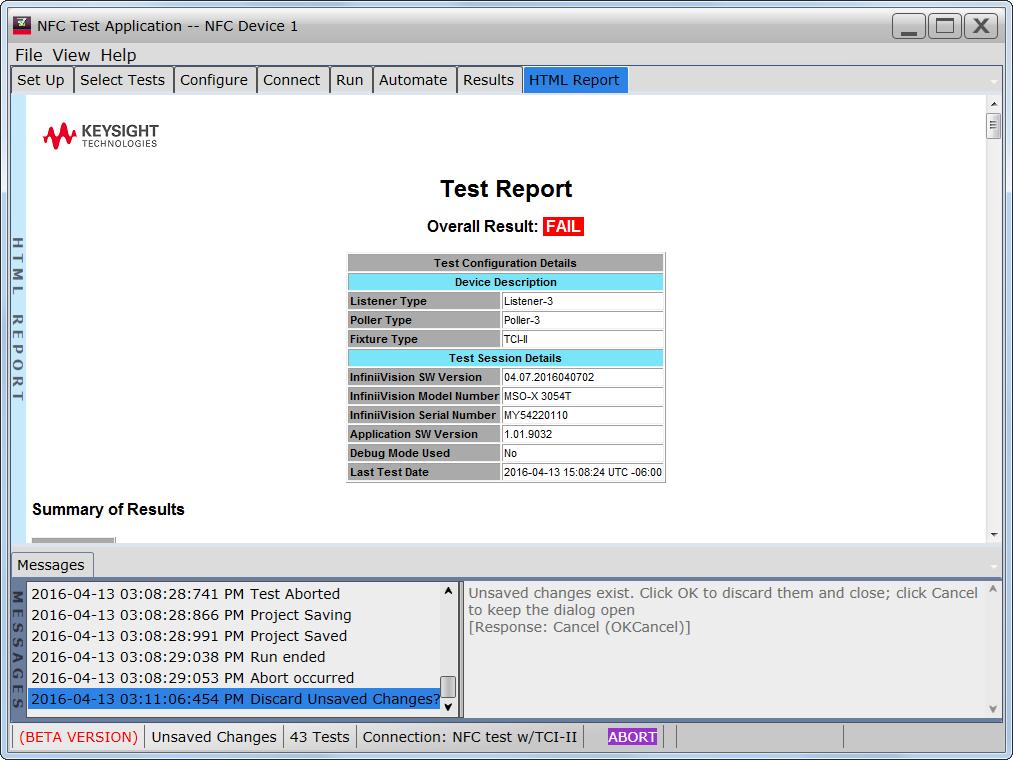 Using the Test Application 2 Viewing/Exporting/Printing the Report To view the HTML test report, click the Html Report tab.