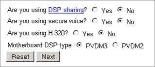 Page 3 sur 9 3. Select the global configuration settings for your situation. a. DSP sharing (default no): Select No for all common configurations. DSP Sharing may be