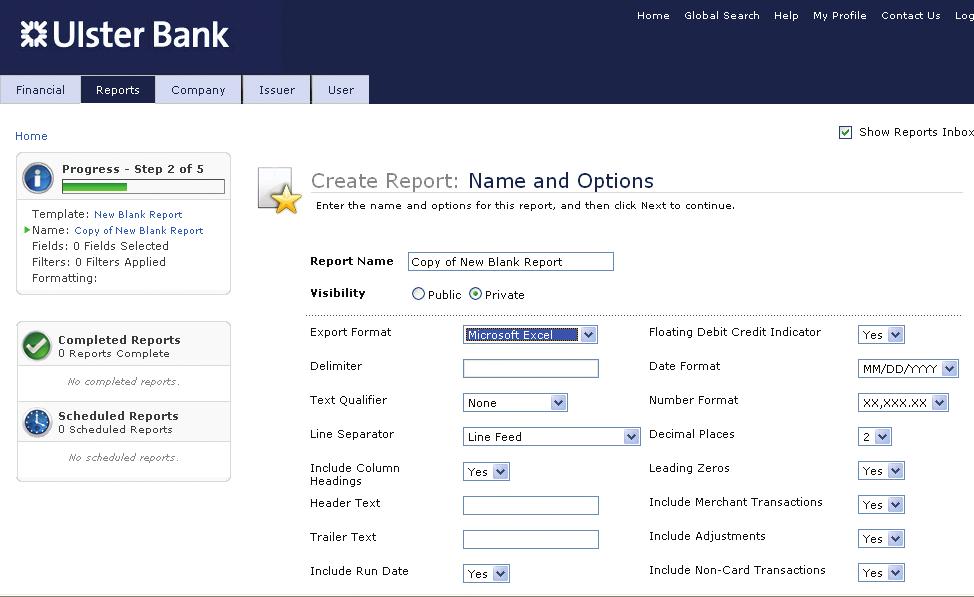 Creating an export file To create a report Step 1 Select Reports > Create Report The Create Report: Choose Report screen displays. To create a report based on an existing one, click the report name.