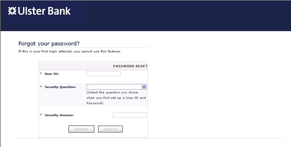 What if I ve forgotten my password? Click the Forgot Password button on the Login page and then enter your User ID and answer from your security question.