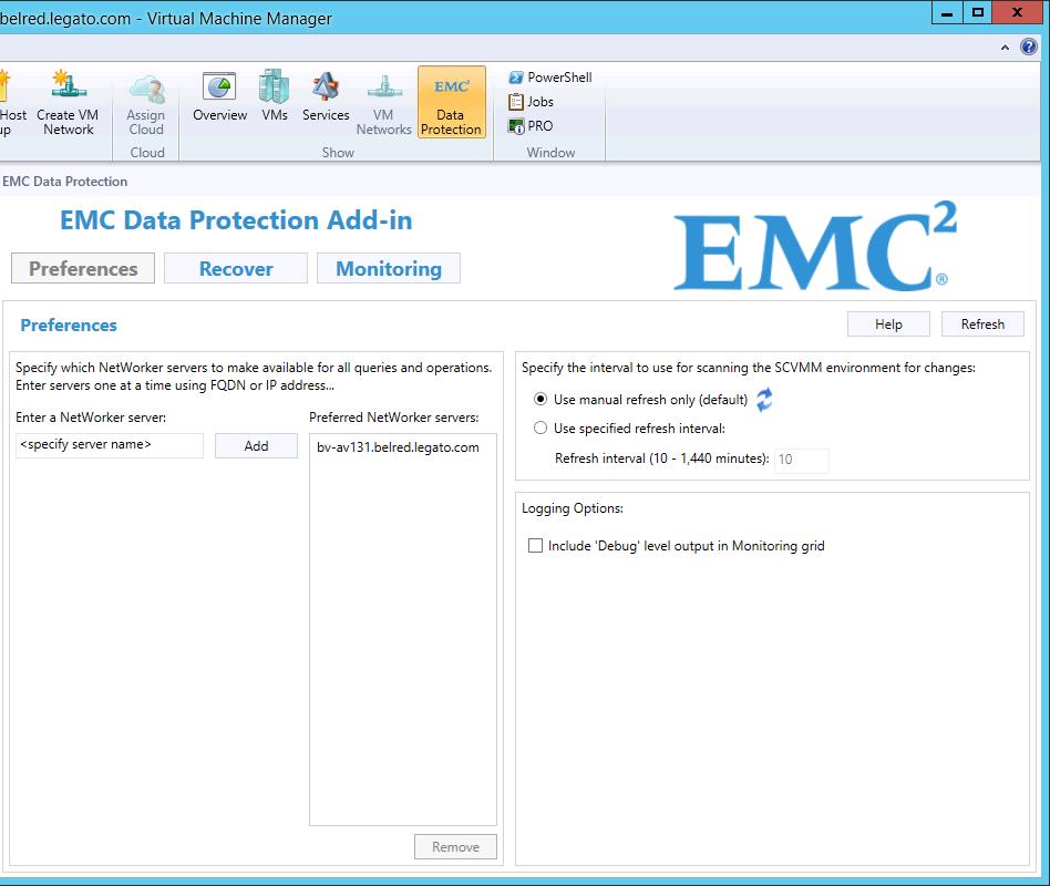 EMC Data Protection Add-in for SCVMM Updating the Data Protection Add-in Configuration To update the Data Protection Add-in: 1.