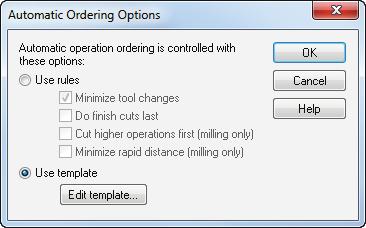 b In the Automatic Ordering Options dialog, select Use template. c Click Edit template. 3 In the Feature Order dialog: a Select Rough OD Turn.