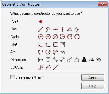 1 Draw three lines: a Select the Geometry step from the Steps panel. This displays the Geometry Constructors dialog. b Select the Create more than 1 option, and click the Connected Lines button.