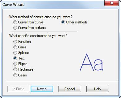 b In the Curves Creation dialog, select the Curve Wizard button.