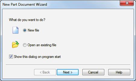 Creating a new file Starting FeatureCAM displays the New Part Document Wizard.