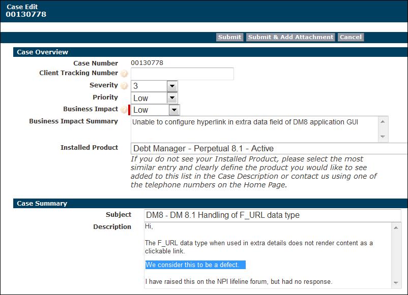 FICO Online Support User s Guide 10 View and drill down into support activity on the case in the Activity History area.
