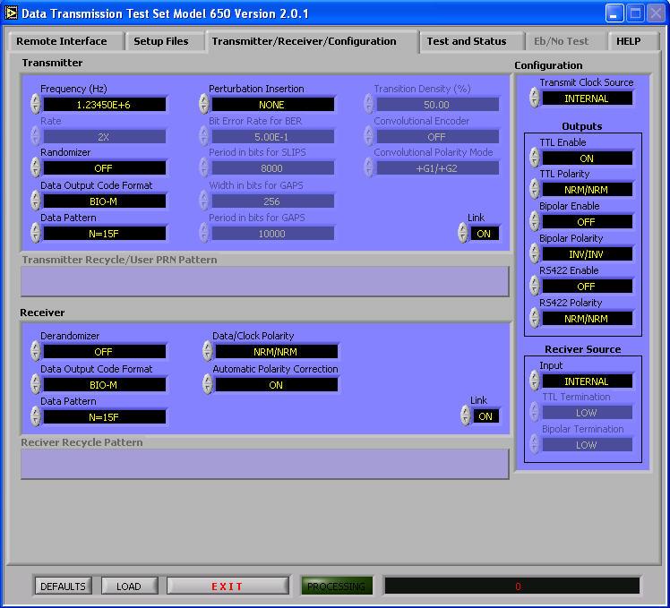 Once all parameter settings are made, a simple click of a soft button transfers all setup information to the BERT. All remote control interfaces, which are available on the are supported by the VI.